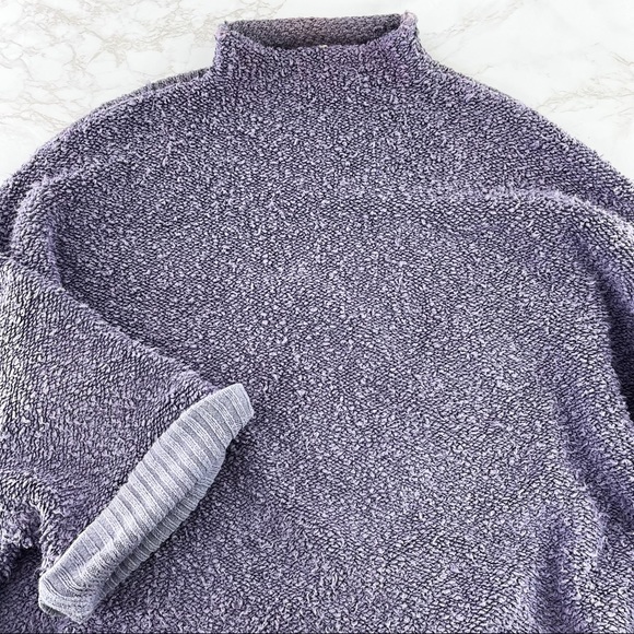 Free People Cuddle Up Pullover Sweater Oversized Chunky Light Purple Mock Neck M - Picture 2 of 3